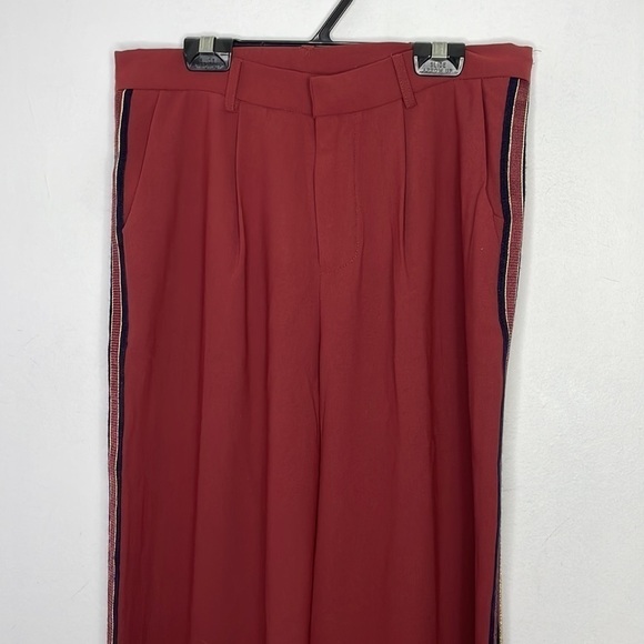 Dance & Marvel wine wide legs tuxedo stripes pants - Picture 2 of 10